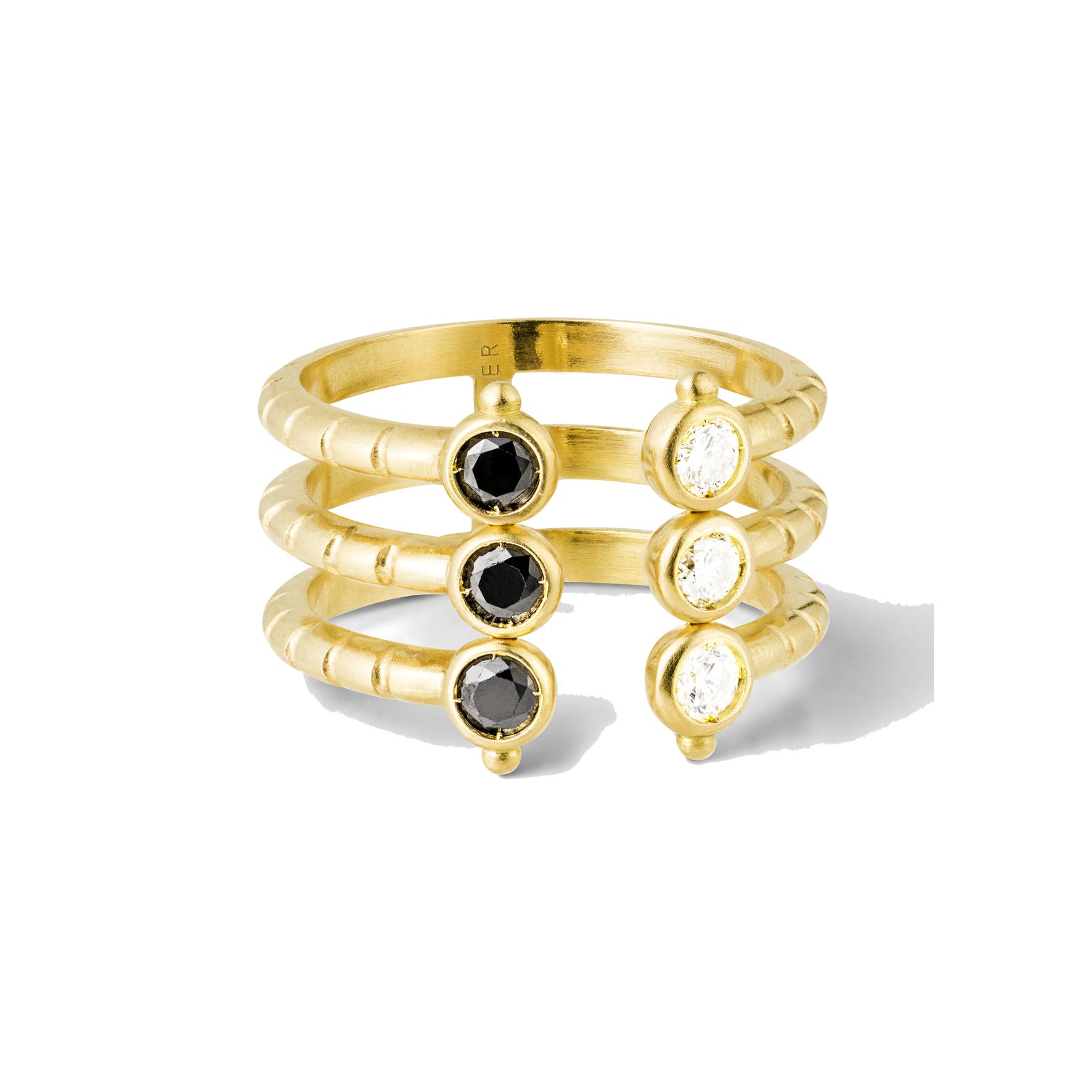 Aimée Aimer Folles Iguazu bague triple or jaune diamants taille 54