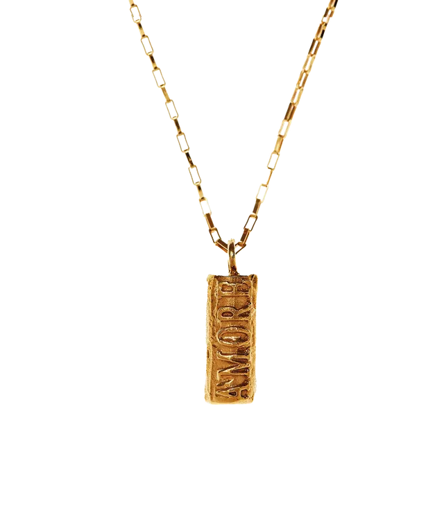 Alighieri Amore collier plaqué or 24 carats amulette