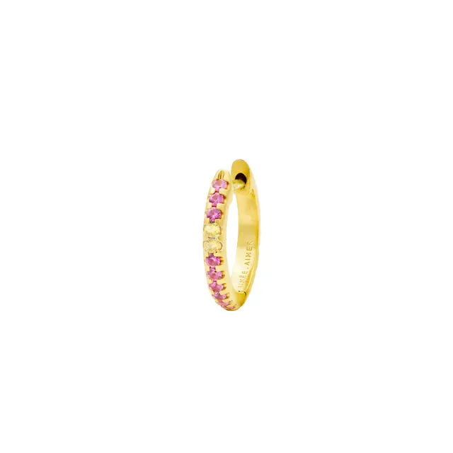 Aimée Aimer Spicy créole or jaune saphirs roses jaunes paire