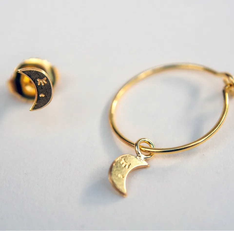 Adorabili Elise Moon boucles dorées lune 1,2 cm