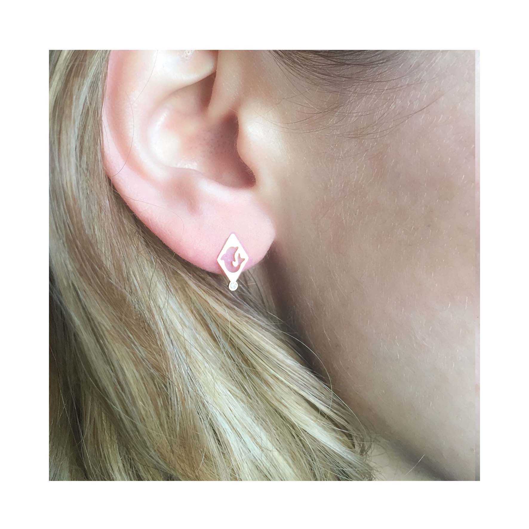 Aimée Aimer Dauphin boucle d'oreille or jaune diamant
