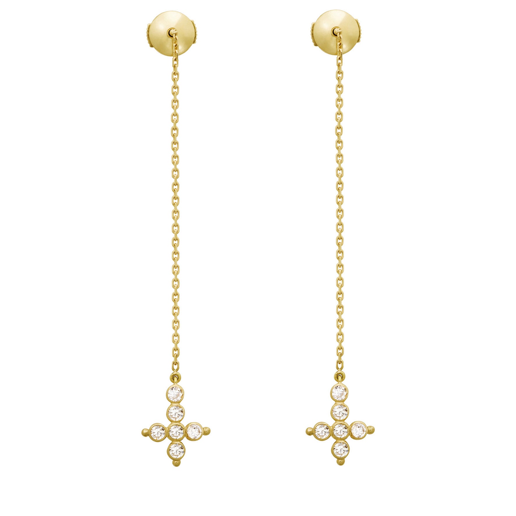 Aimée Aimer Petit AA boucle chaîne or jaune diamants paire