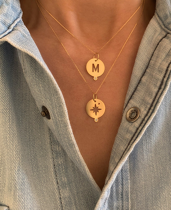 Aimée Aimer Étoile Médaille Or Jaune Diamant Seule
