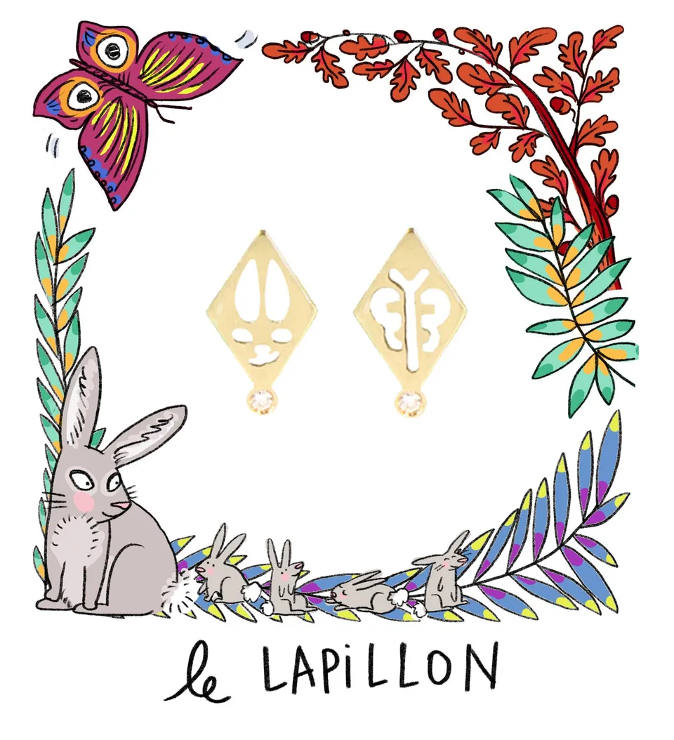 Aimée Aimer Lapillon boucles d'oreilles or jaune diamant paire