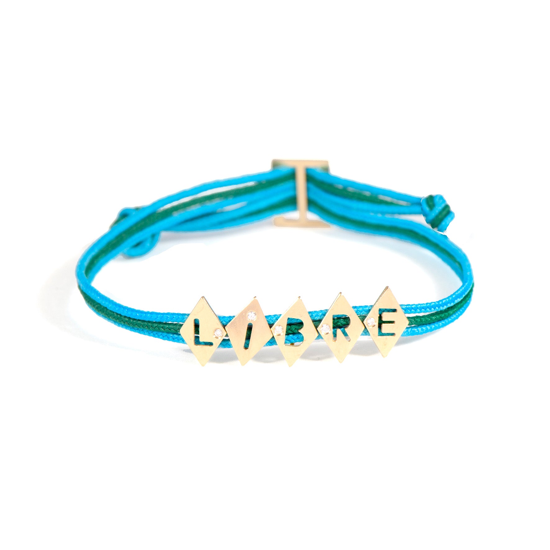 Aimée Aimer Alphabet bracelet 5 lettres or jaune diamant