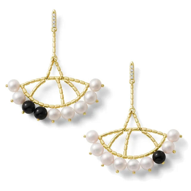 Aimée Aimer Constellation boucles oreilles or perles onyx paire