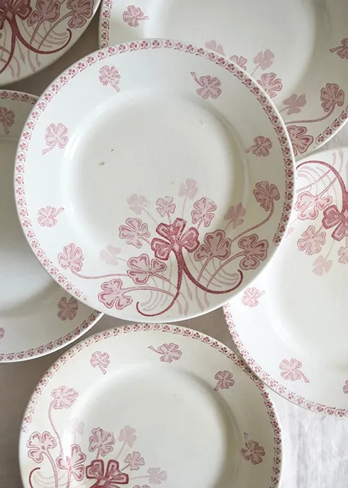 Aimée Aimer Art de la table Assiettes trèfle rose lot 6
