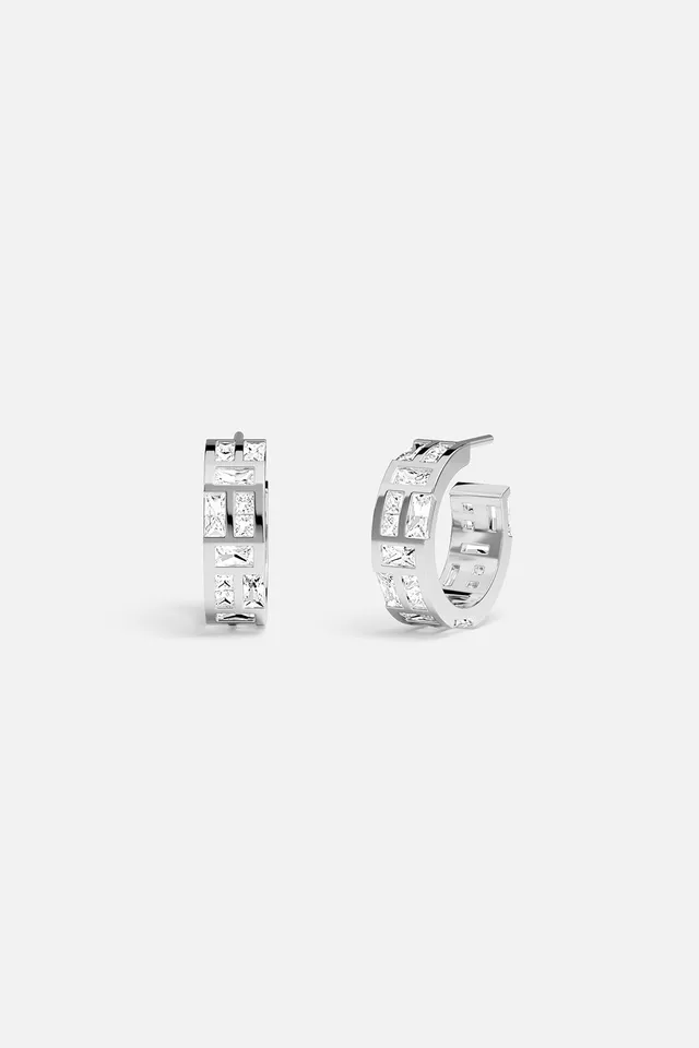 APM Monaco Festival Ice boucles d'oreilles créoles blanc baguette