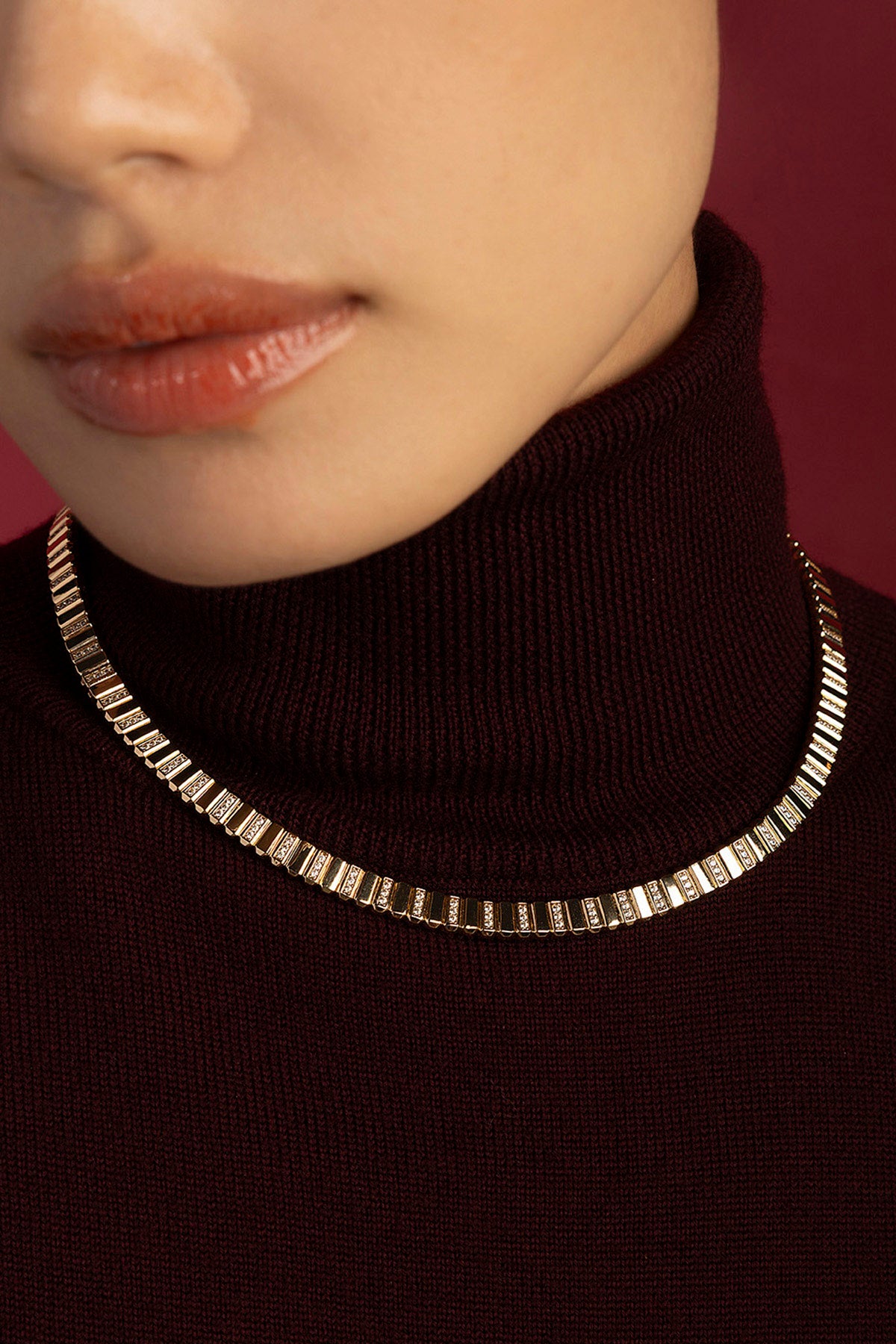 APM Monaco Automne Graphique choker or jaune 40 cm