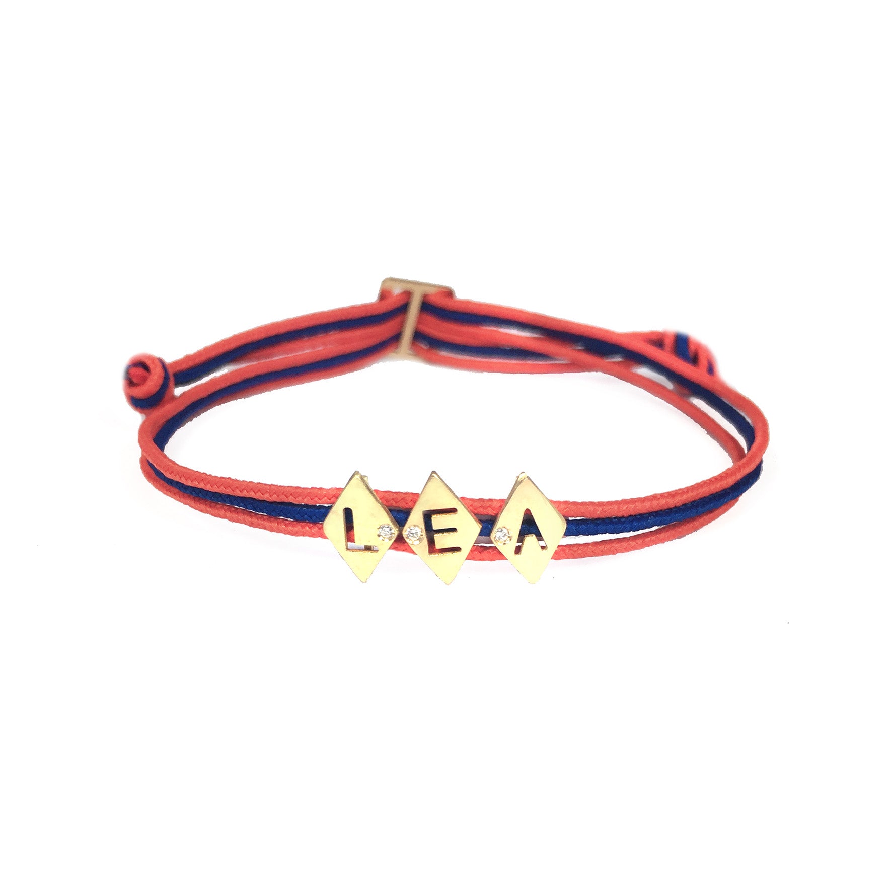 Aimée Aimer Alphabet bracelet 3 lettres or diamant rose
