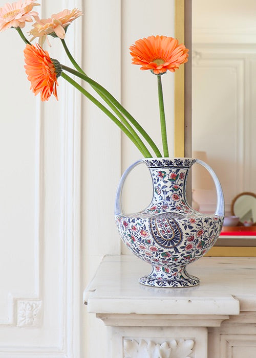 Aimée Aimer Vase Le Bouquet vase faïence Gien 18,5 cm pièce unique