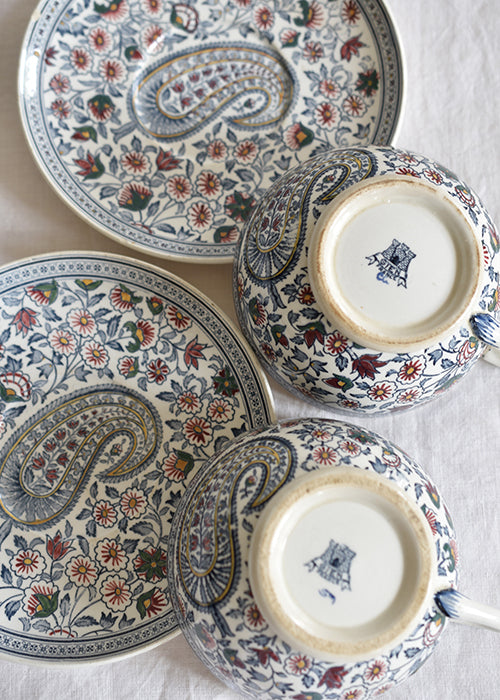 Aimée Aimer Art de la table tasses Gien Cachemire paire