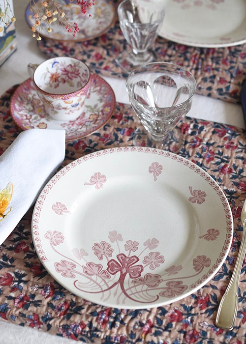 Aimée Aimer Art de la table Assiettes trèfle rose lot 6