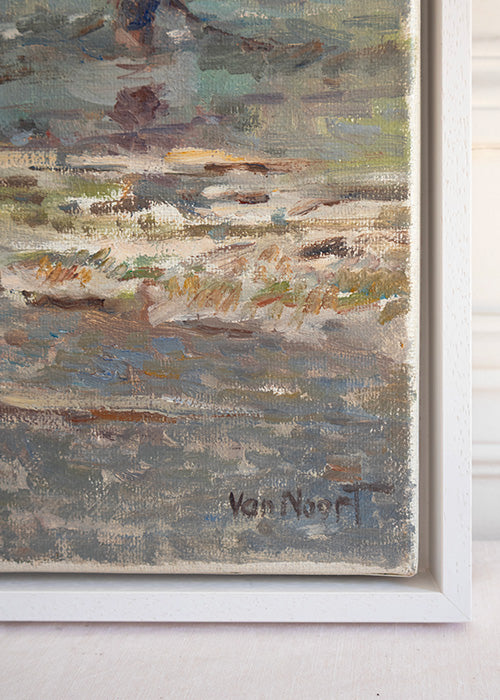 Van Noort huile sur toile scène de plage 40x50 cm