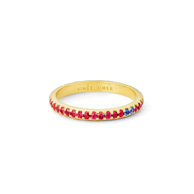 Aimée Aimer Spicy bague or jaune rubis saphirs taille 52