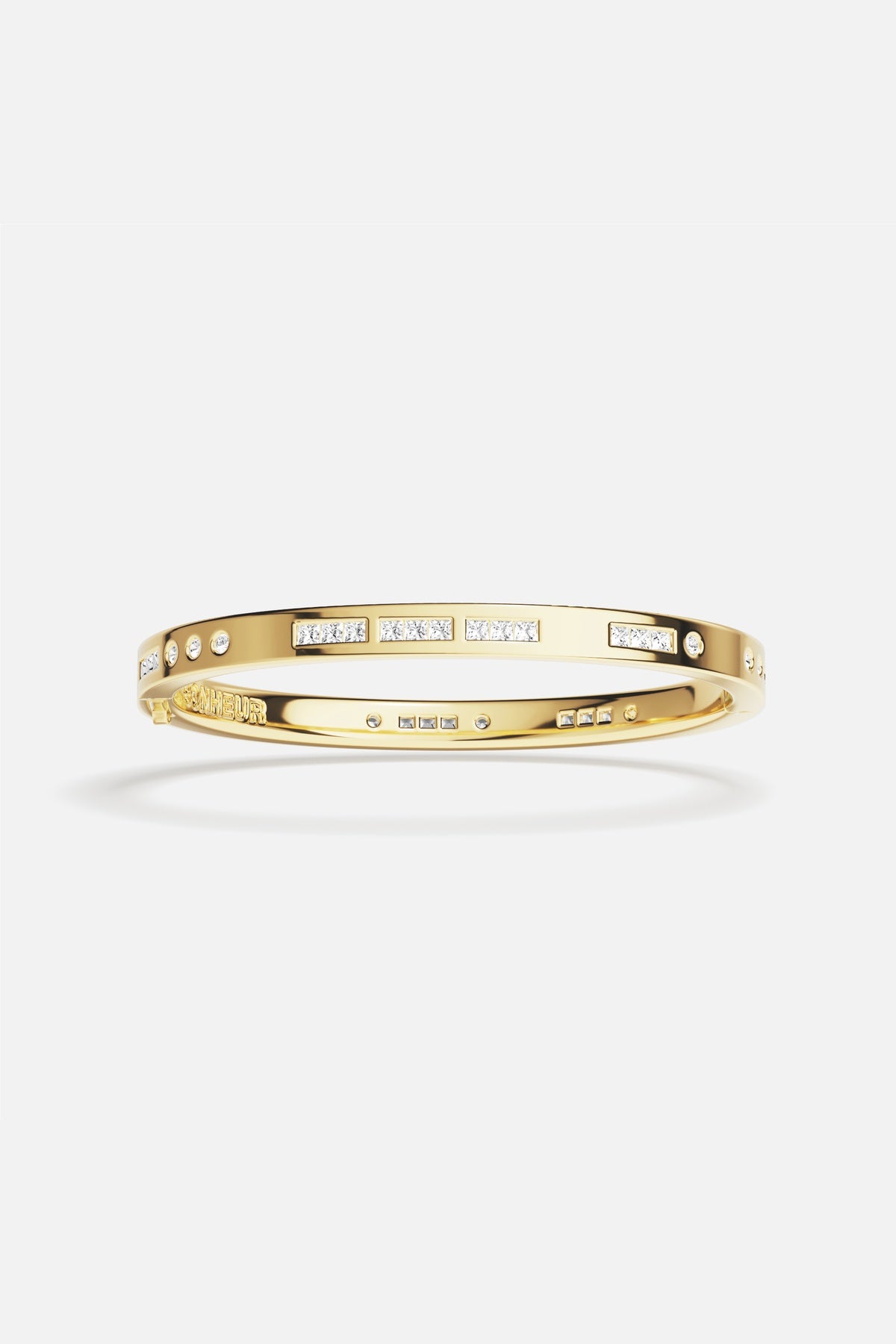 APM Monaco Morse BONHEUR jonc doré jaune taille M 16,5 cm