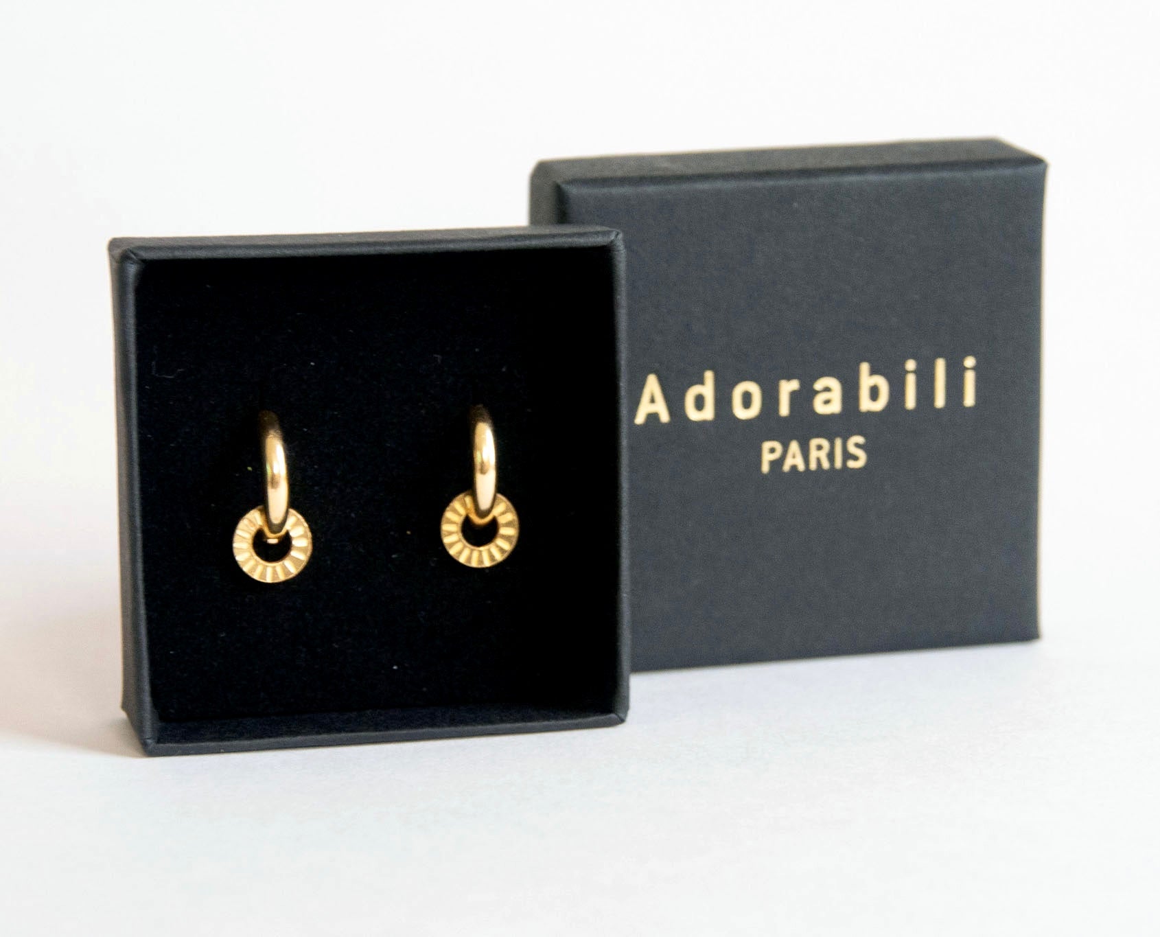 Adorabili Heavy Hoops x Pampilles créoles acier Stars 12 mm doré