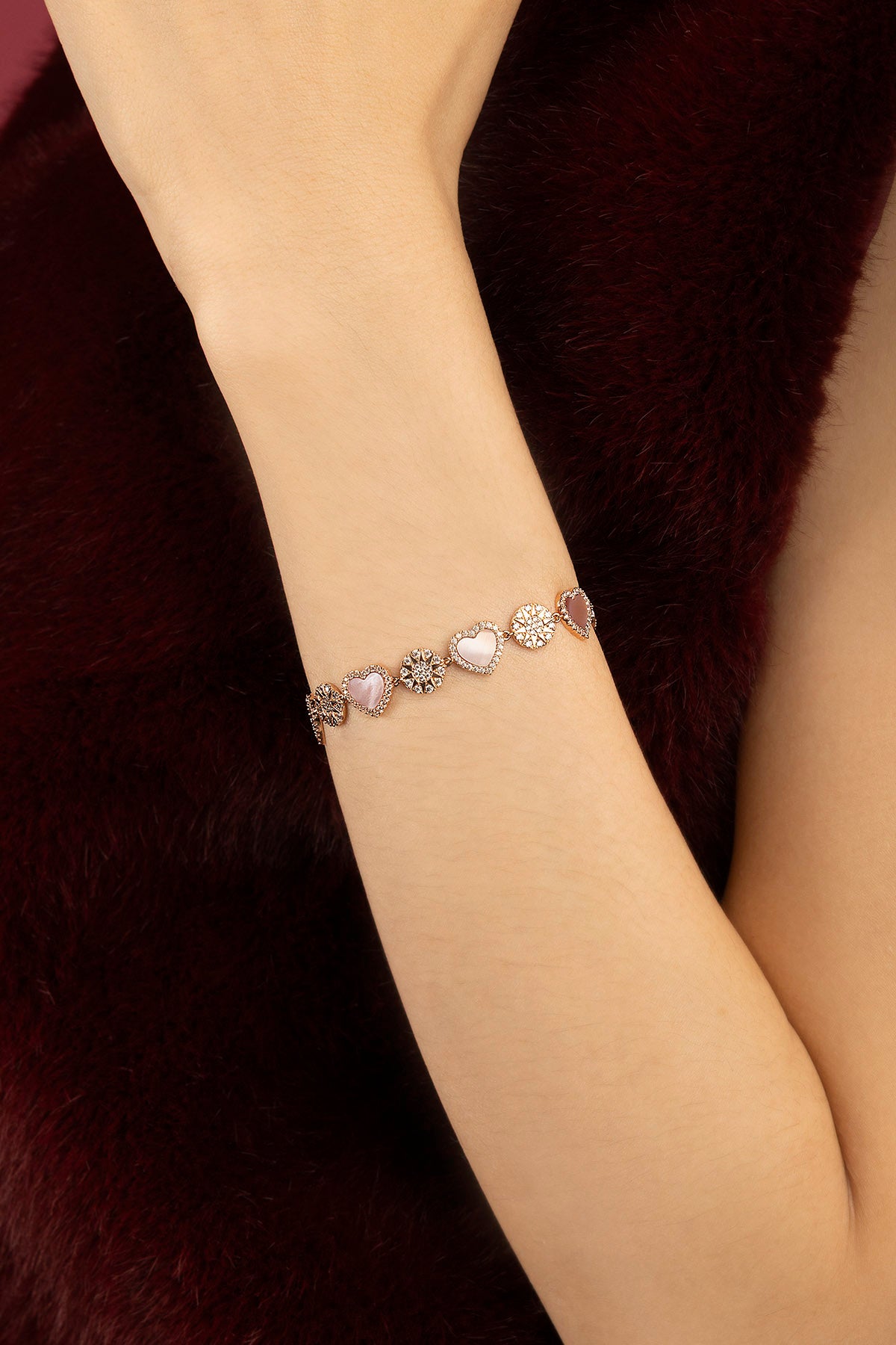 APM Monaco Méditerranée Cœur bracelet nacre rose