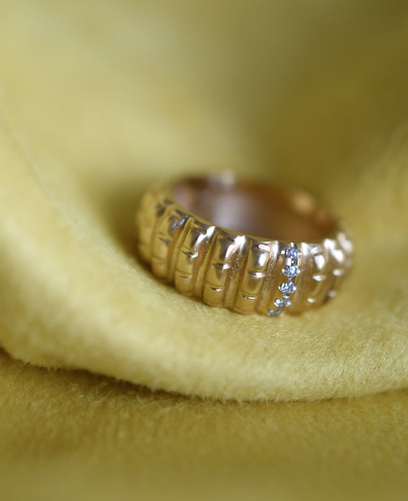 Aimée Aimer Lignes F. bague or jaune saphir diamant taille 52
