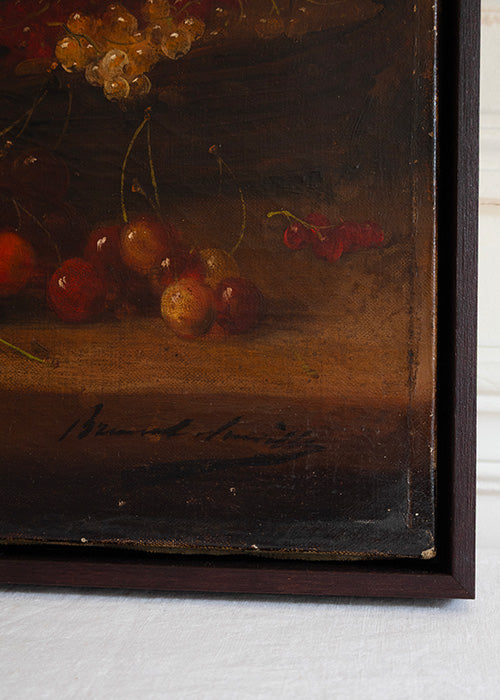 Aimée Aimer Brunel de Neuville huile sur toile cerises 37,5 cm