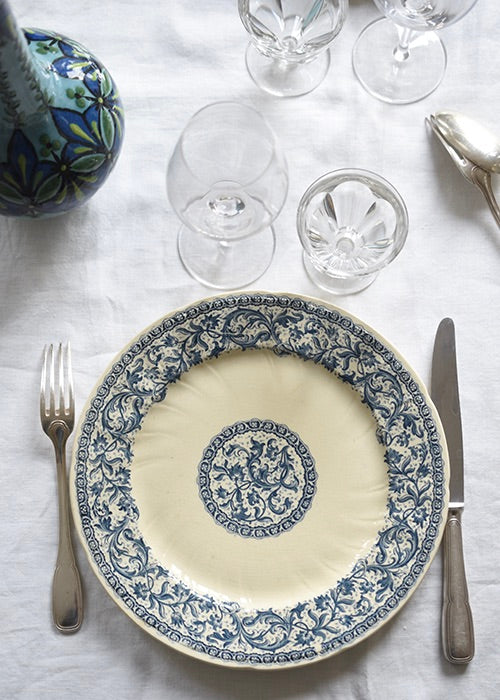 Aimée Aimer Gien Guirlandes Assiettes Plates Lot 6 Bleu 26,5cm