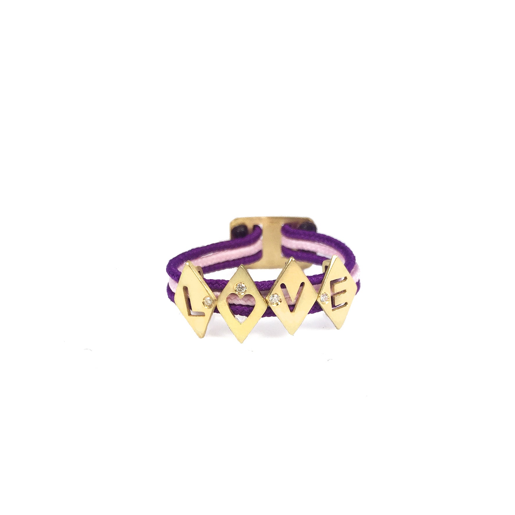 Aimée Aimer Alphabet bague 4 lettres or diamant cordon taille 52