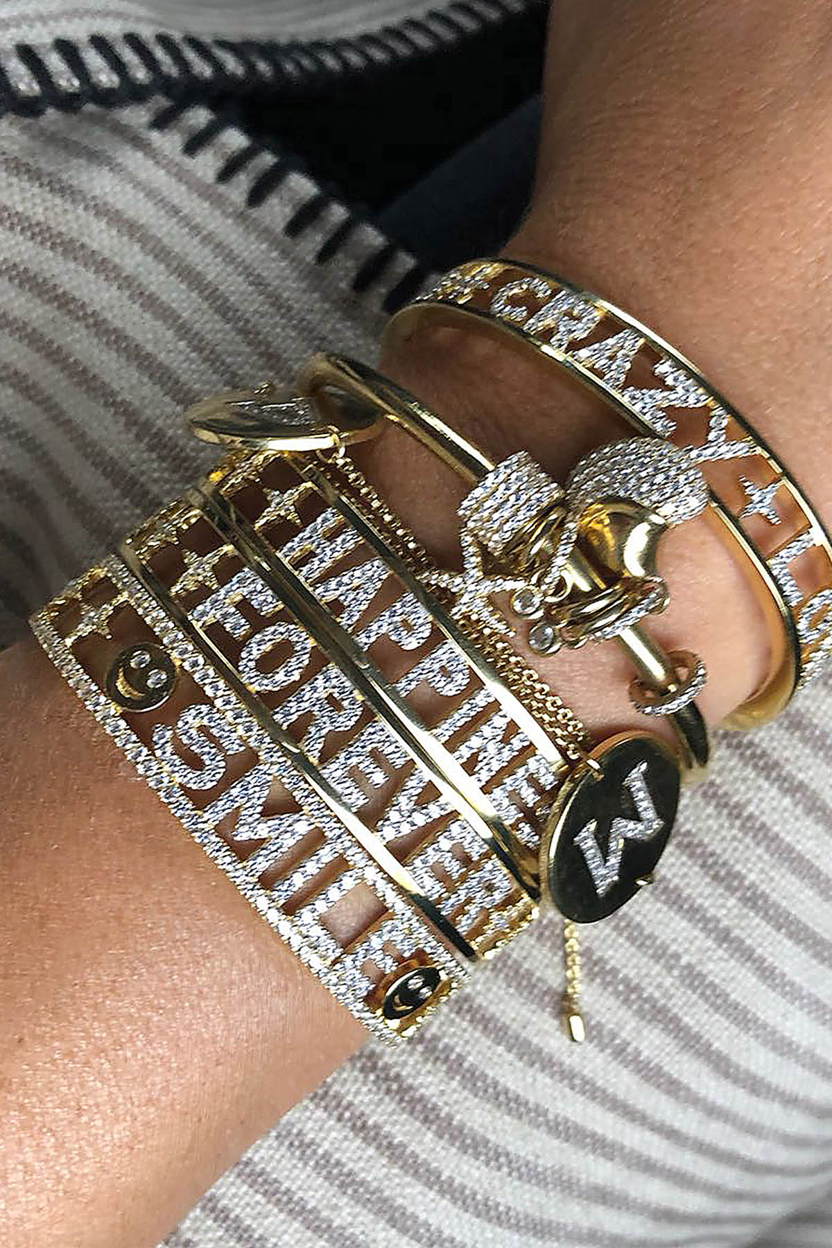 APM Monaco Morse Bracelet Personnalisé jonc blanc taille M