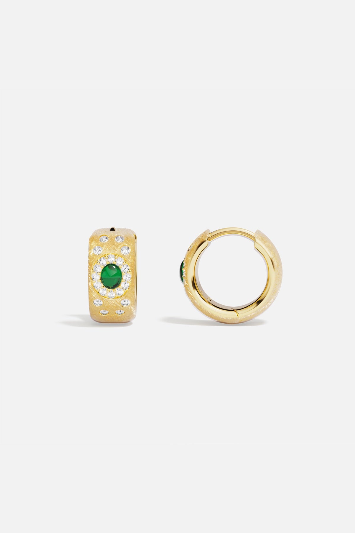 APM Monaco Automne Les Cabochons boucles d'oreilles mini créoles doré vert