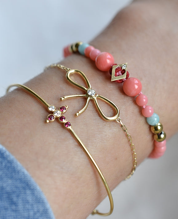 Aimée Aimer Petit AA jonc or jaune rubis diamants medium