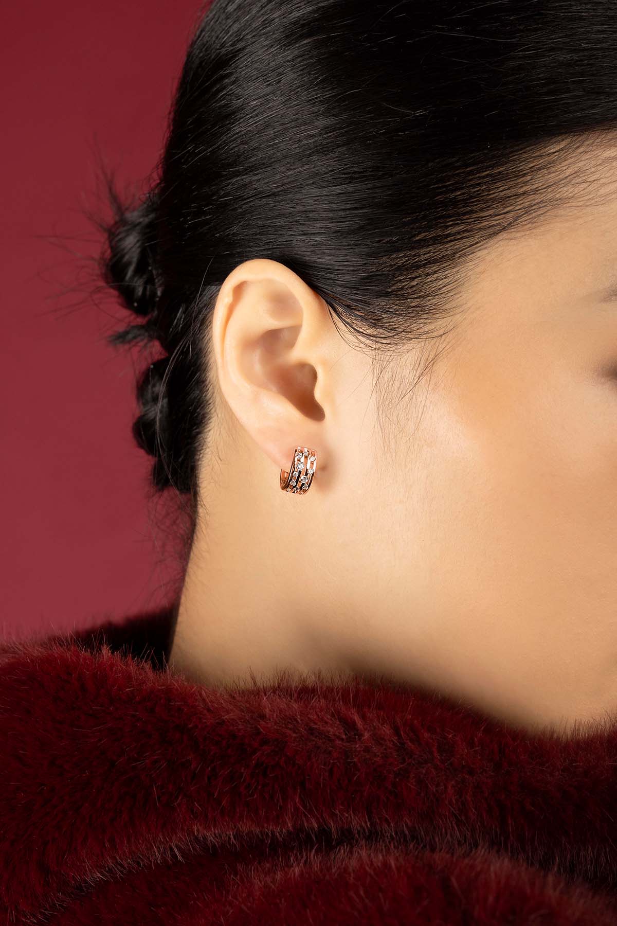 APM Monaco Automne Graphique boucles d'oreilles créoles rose