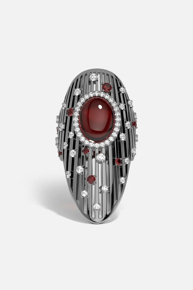 APM Monaco Automne Les Éventails bague large bordeaux