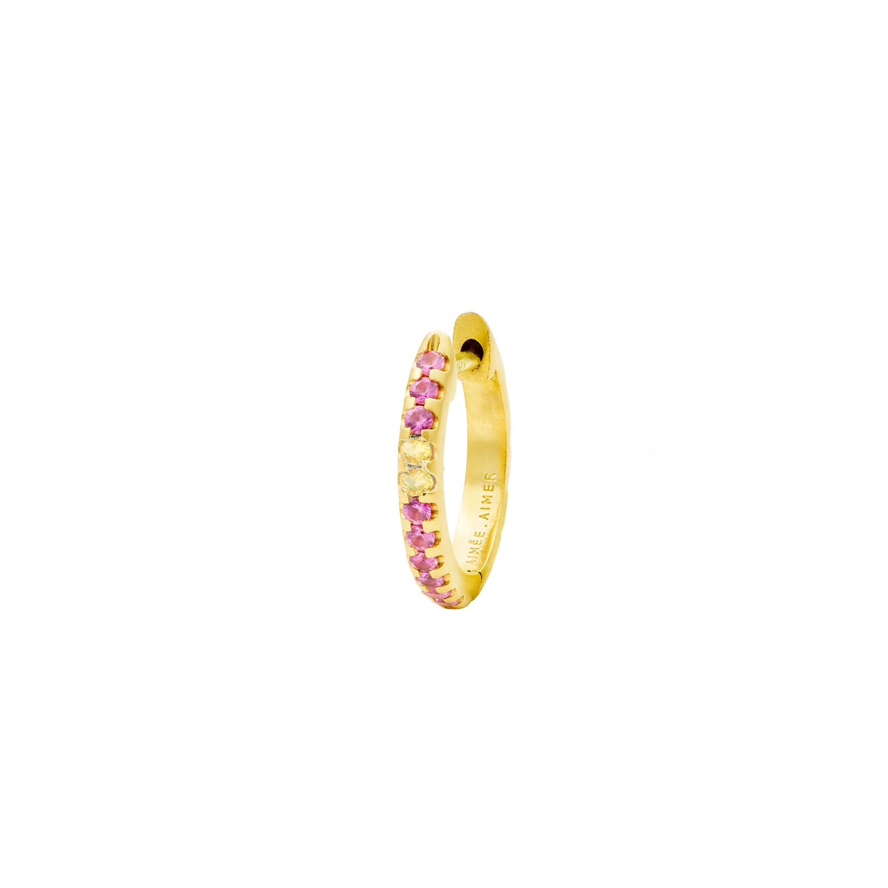 Aimée Aimer Spicy créole or jaune saphirs roses jaunes paire