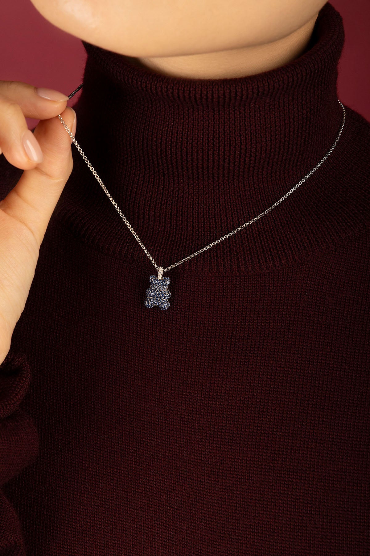 APM Monaco Yummy BABA collier pendentif ajustable blanc bleu