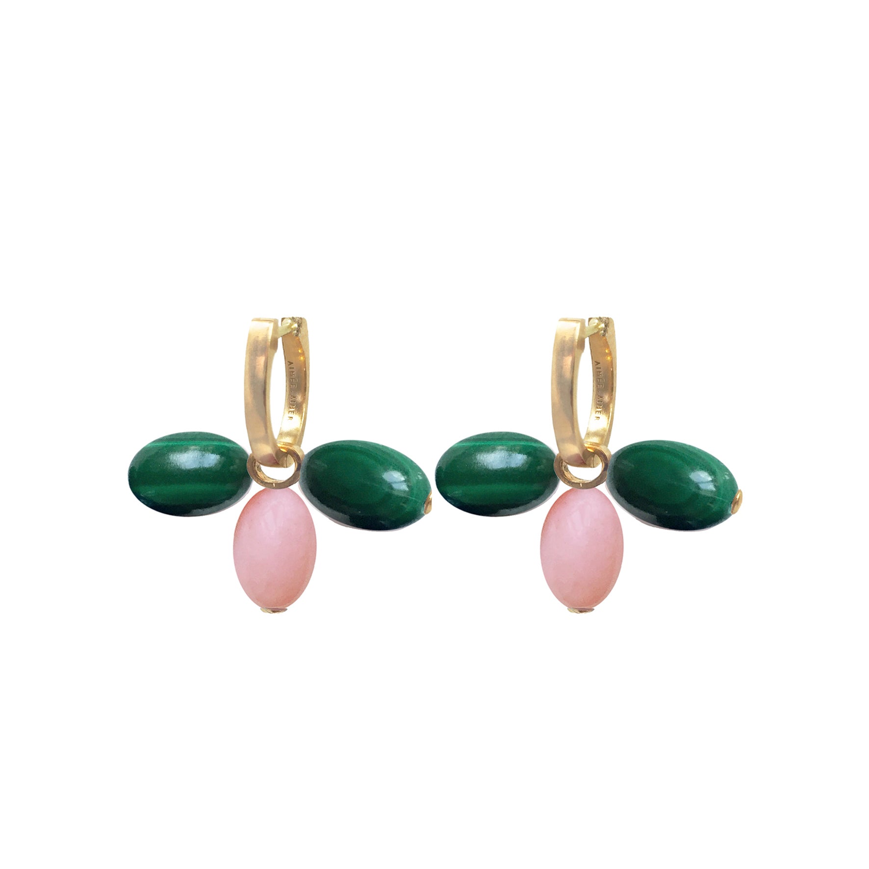 Aimée Aimer Tiare créole or malachite opale rose unité