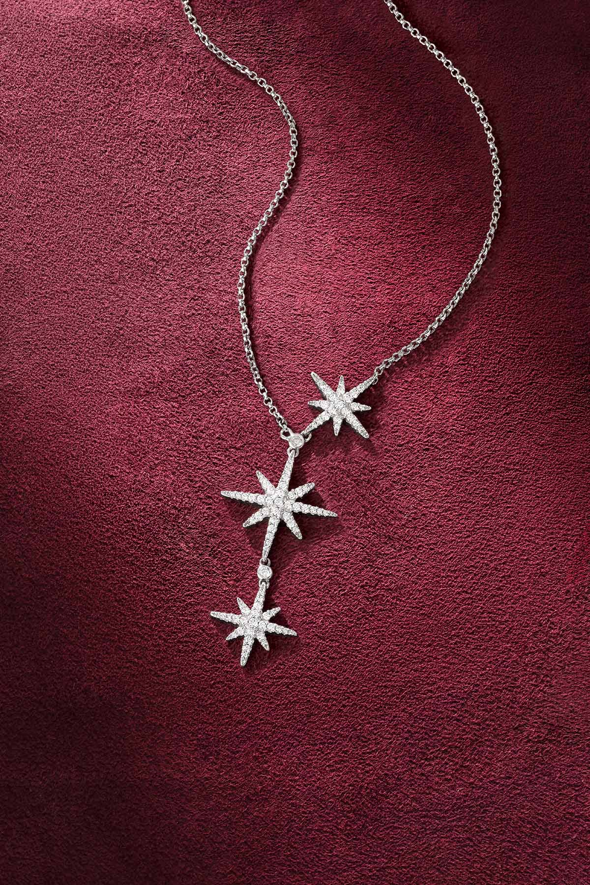 APM Monaco Météorites collier étoiles rhodié ajustable 89 zircons