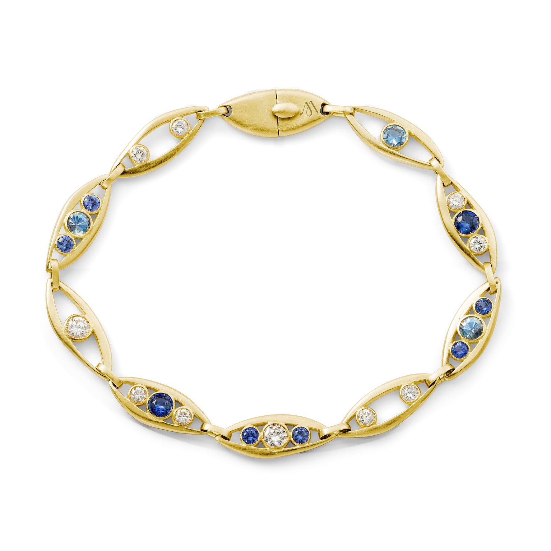 Aimée Aimer Bel Aloha Bracelet all over or diamants saphirs 17cm