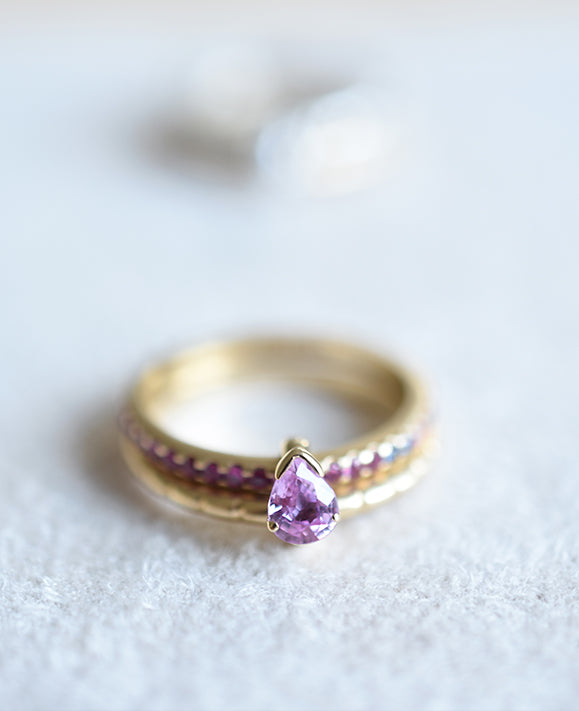 Aimée Aimer Nous n°6 bague or jaune saphir rose taille 52