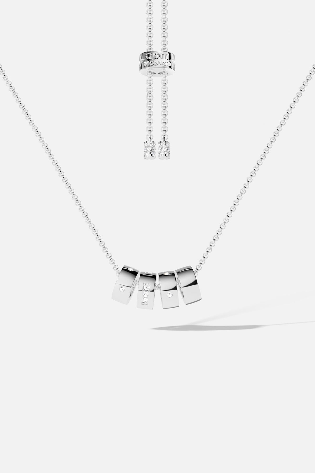 APM Monaco Morse Code LOVE collier ajustable blanc