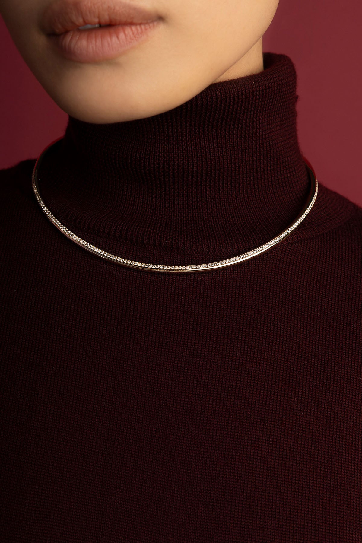 APM Monaco Croisette Riviera choker doré zircon 13 cm