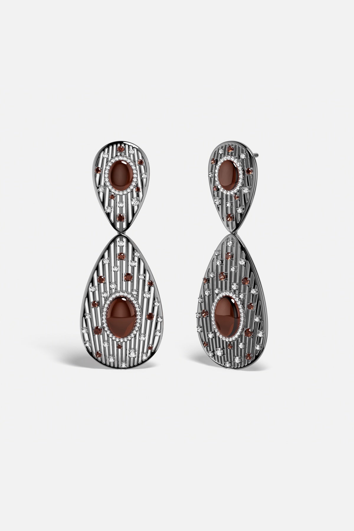 APM Monaco Automne Les Éventails boucles pendantes gris