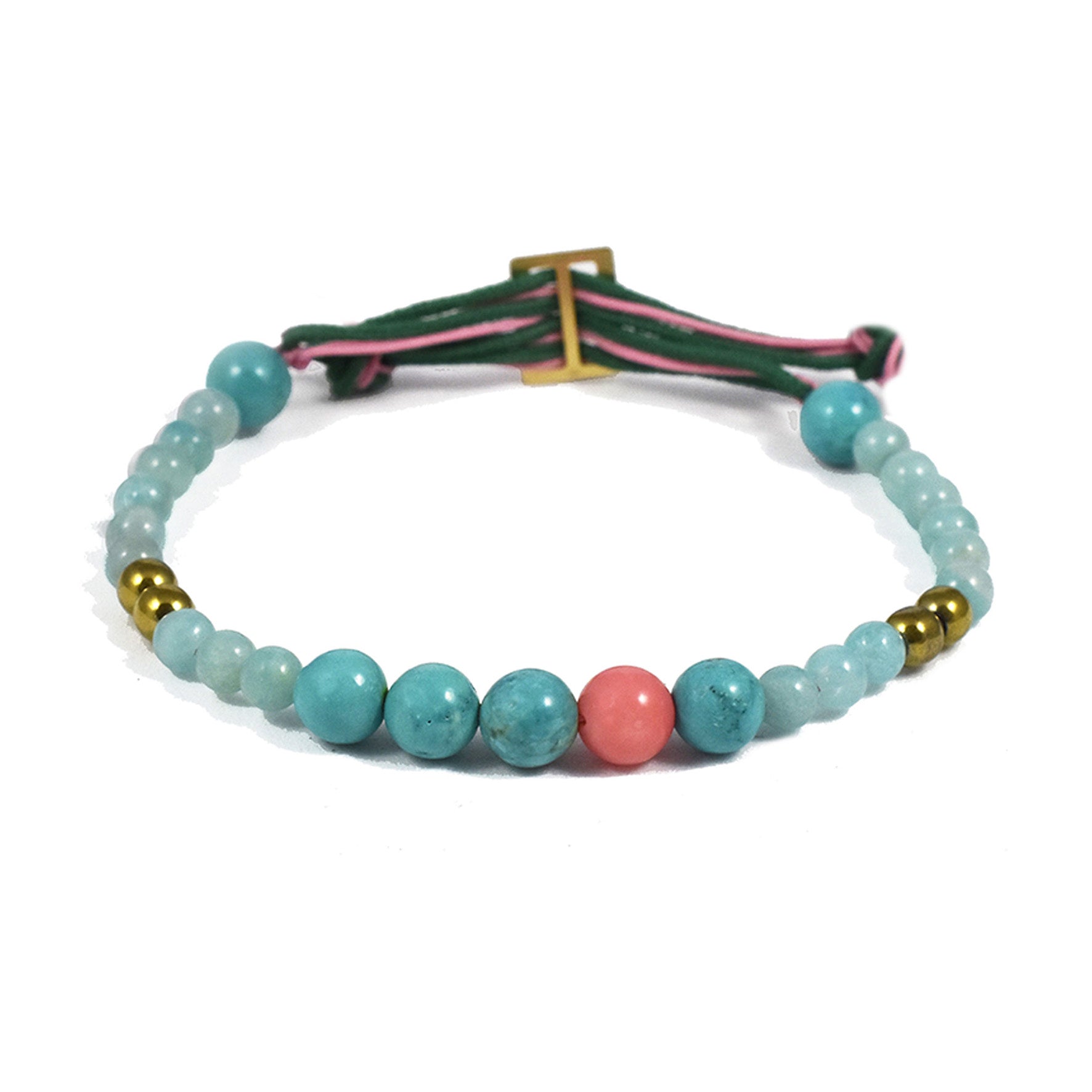 Aimée Aimer Bel Aloha Aloha Perlé bracelet or jaune turquoise amazonite
