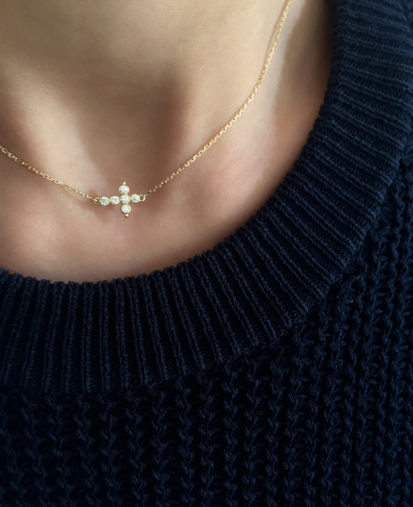 Aimée Aimer Petit AA collier or jaune diamants 43 cm