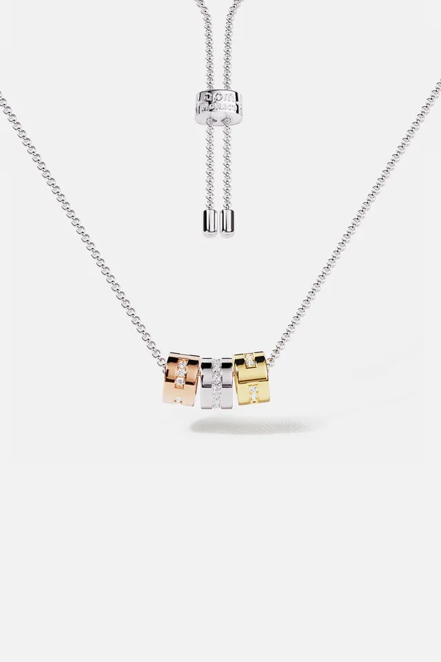 APM Monaco Morse Code LOVE collier tricolore ajustable
