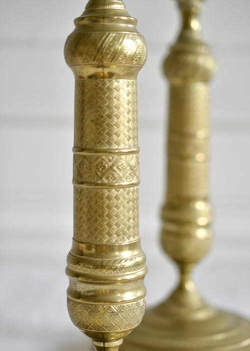 Aimée Aimer Bougeoirs paire flambeaux bronze doré 29 cm