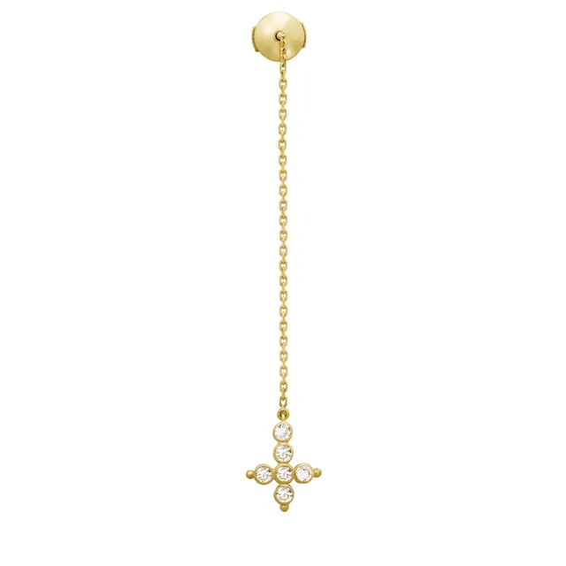 Aimée Aimer Petit AA boucle chaîne or jaune diamants paire