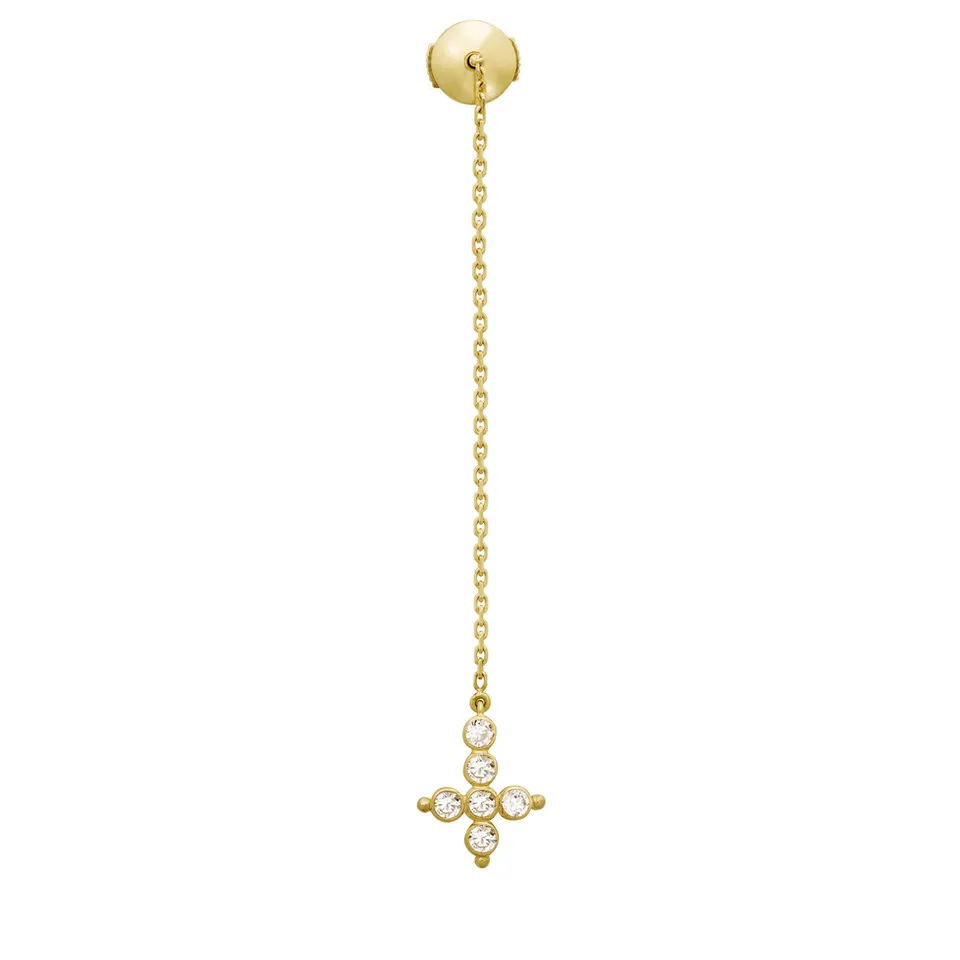 Aimée Aimer Petit AA boucle chaîne or jaune diamants paire
