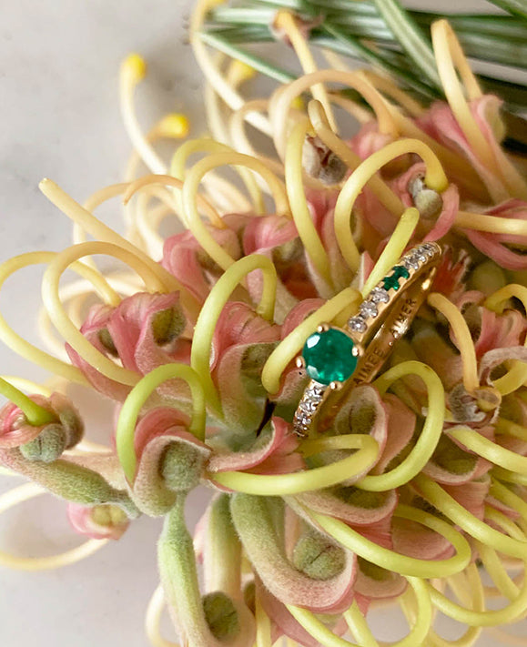Aimée Aimer Spicy Love bague or jaune émeraude taille 48