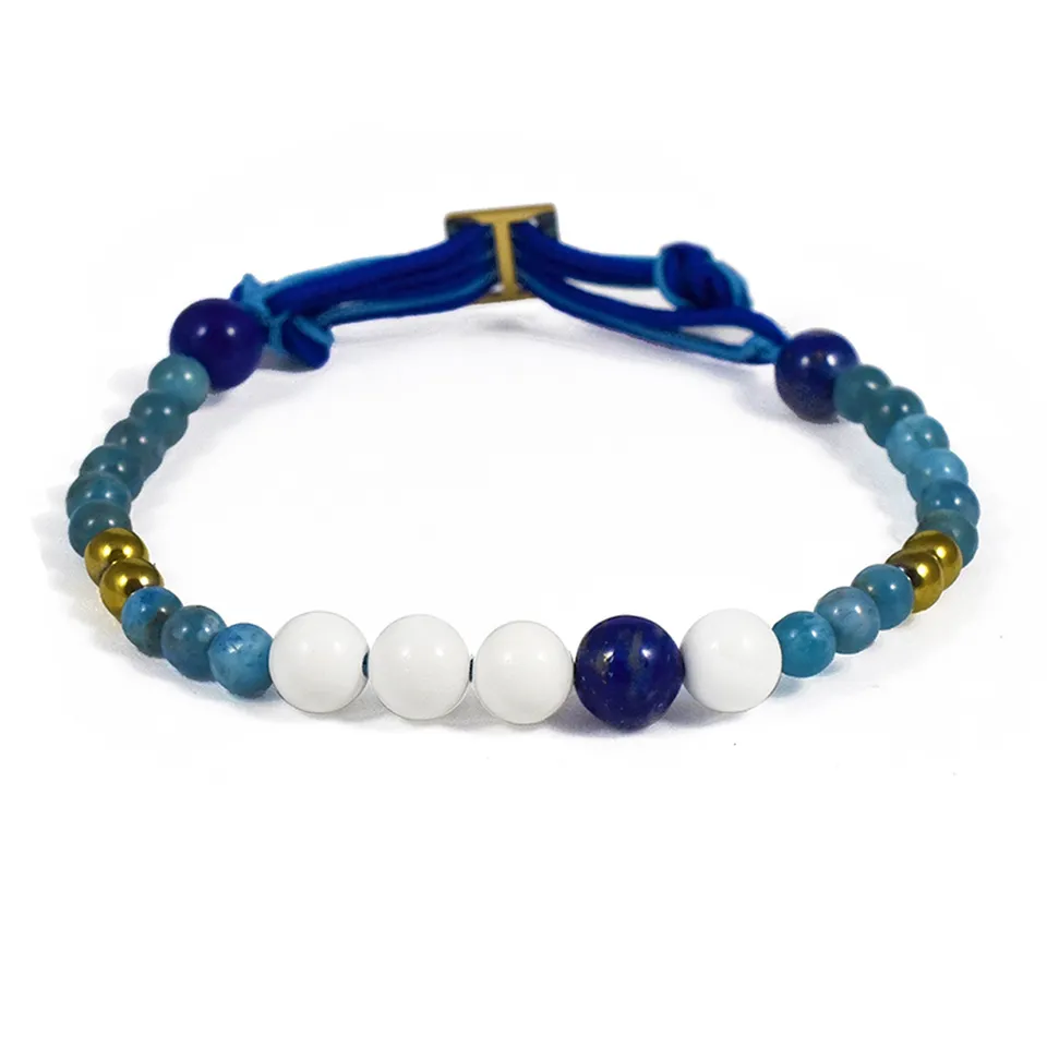 Aimée Aimer Bel Aloha Bracelet perlé or agate blanche unique