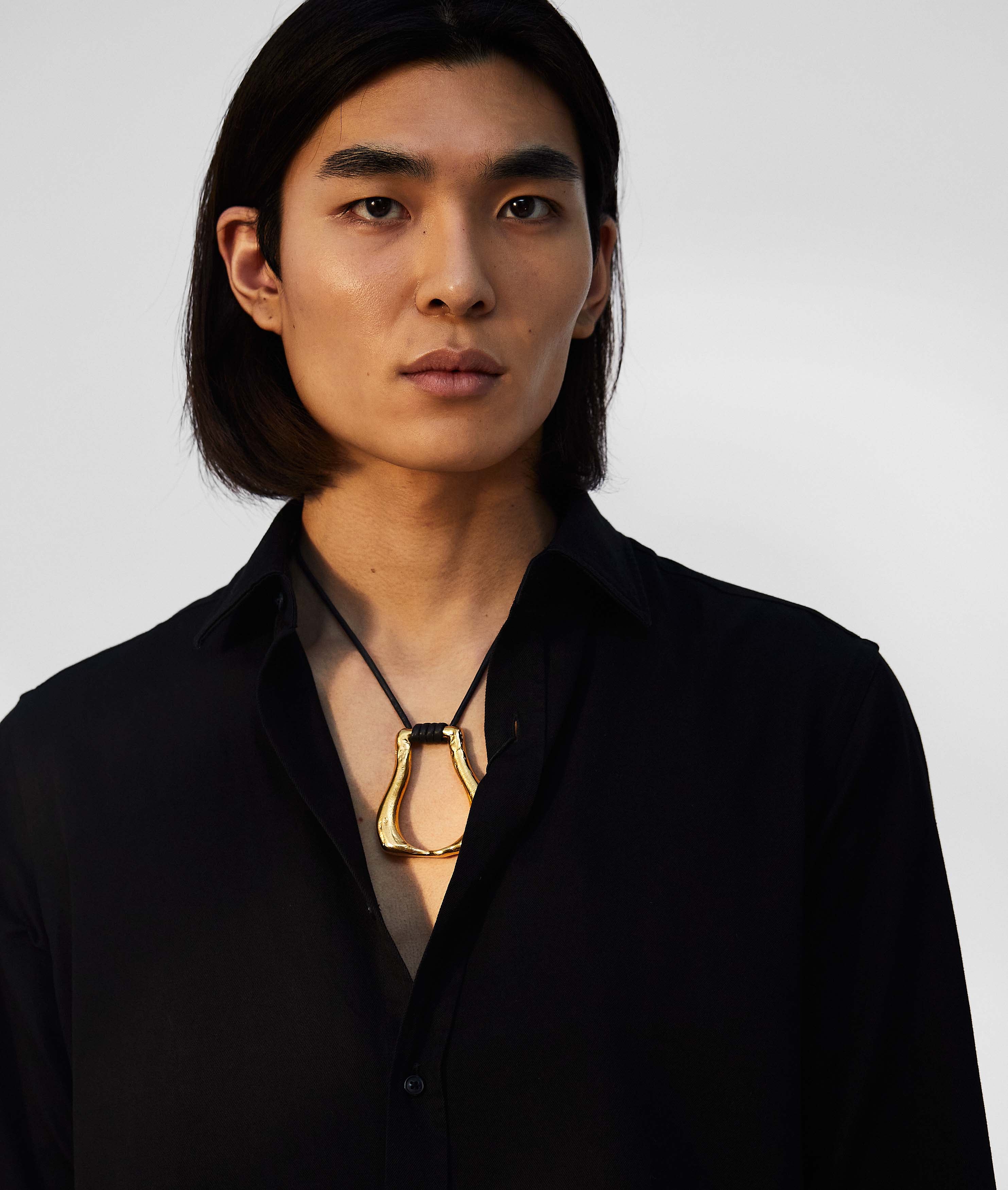 Alighieri Link of Wanderlust collier cordon noir plaqué or