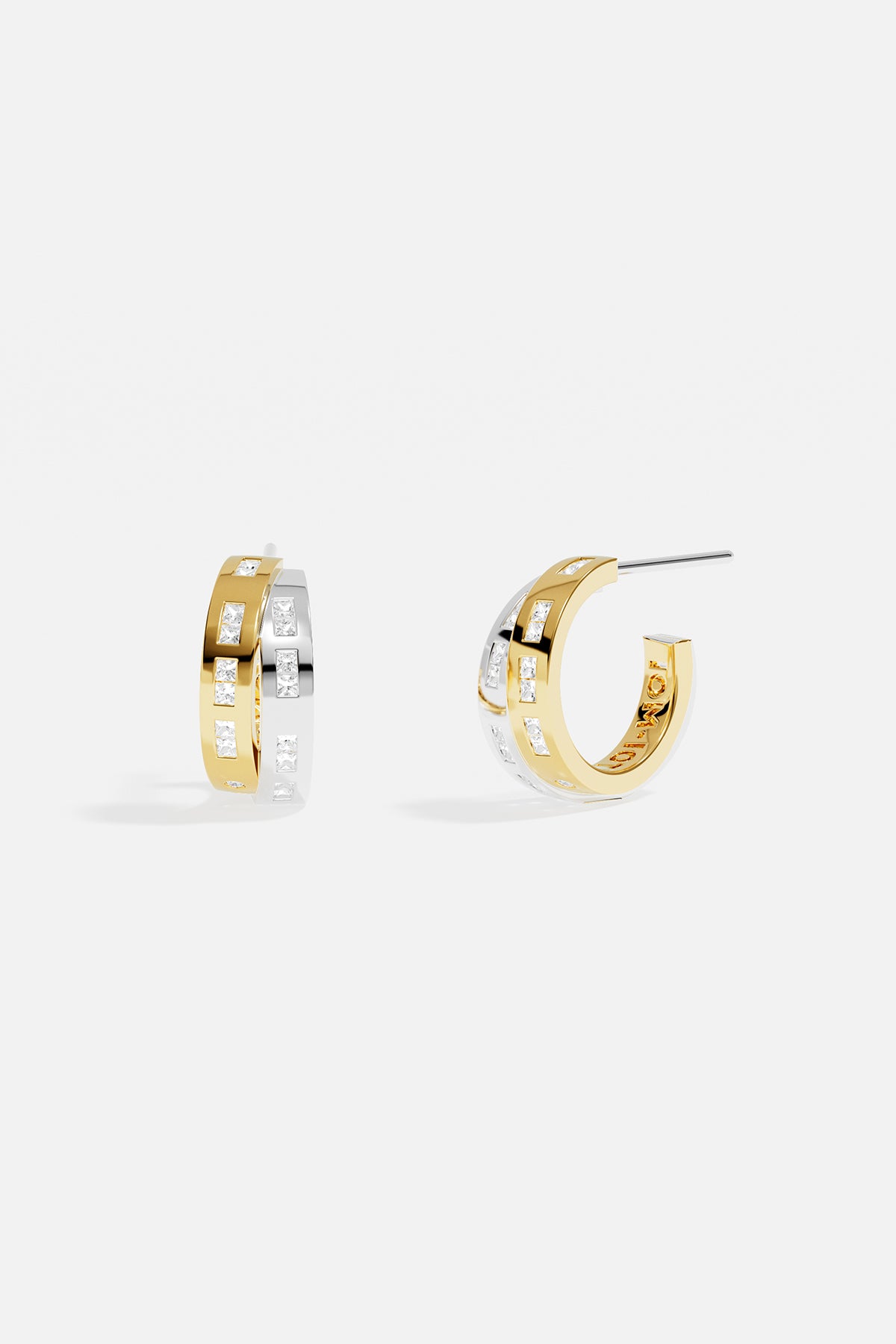 APM Monaco Morse Code TOI et MOI boucles d'oreilles créoles bicolore